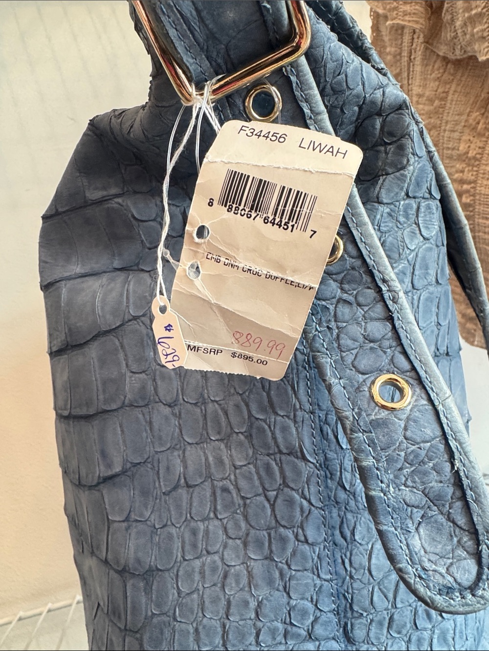 Coach Blue Croc-Embossed Crossbody Tote - Picture 5 of 8